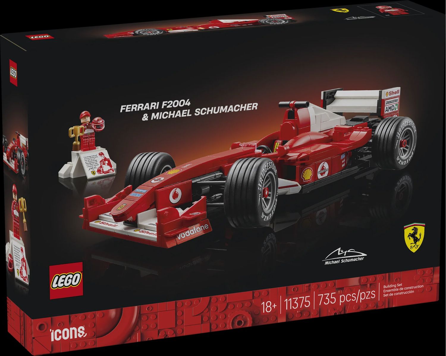 LEGO ICONS FERRARI F2004 &amp; MICHAEL SCHUMACHER 11375