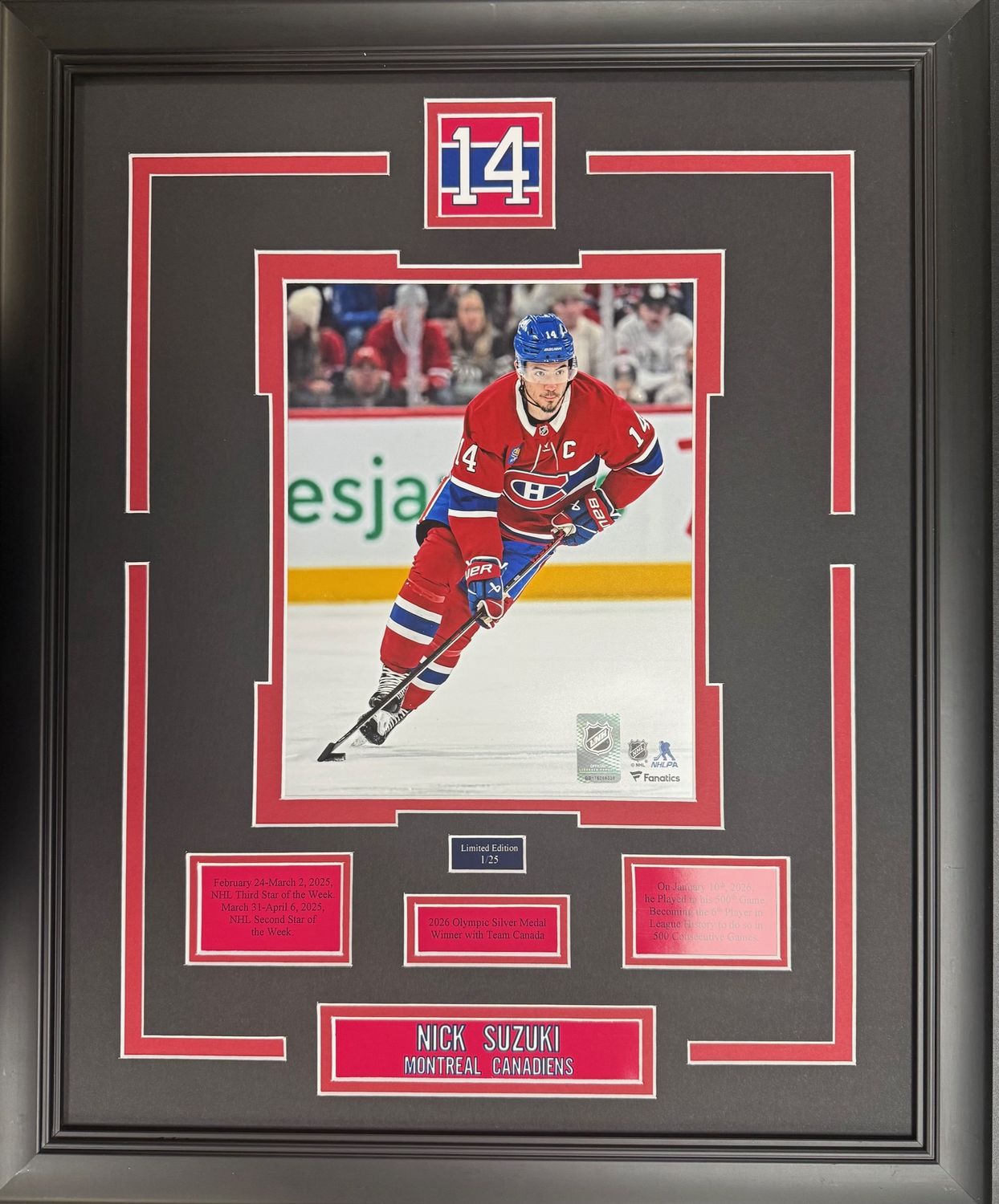 NICK SUZUKI - LIMITED EDITION 16X20 FRAME #/25 MONTREAL CANADIENS