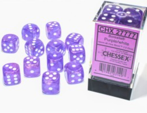 Borealis Purple/White d6s