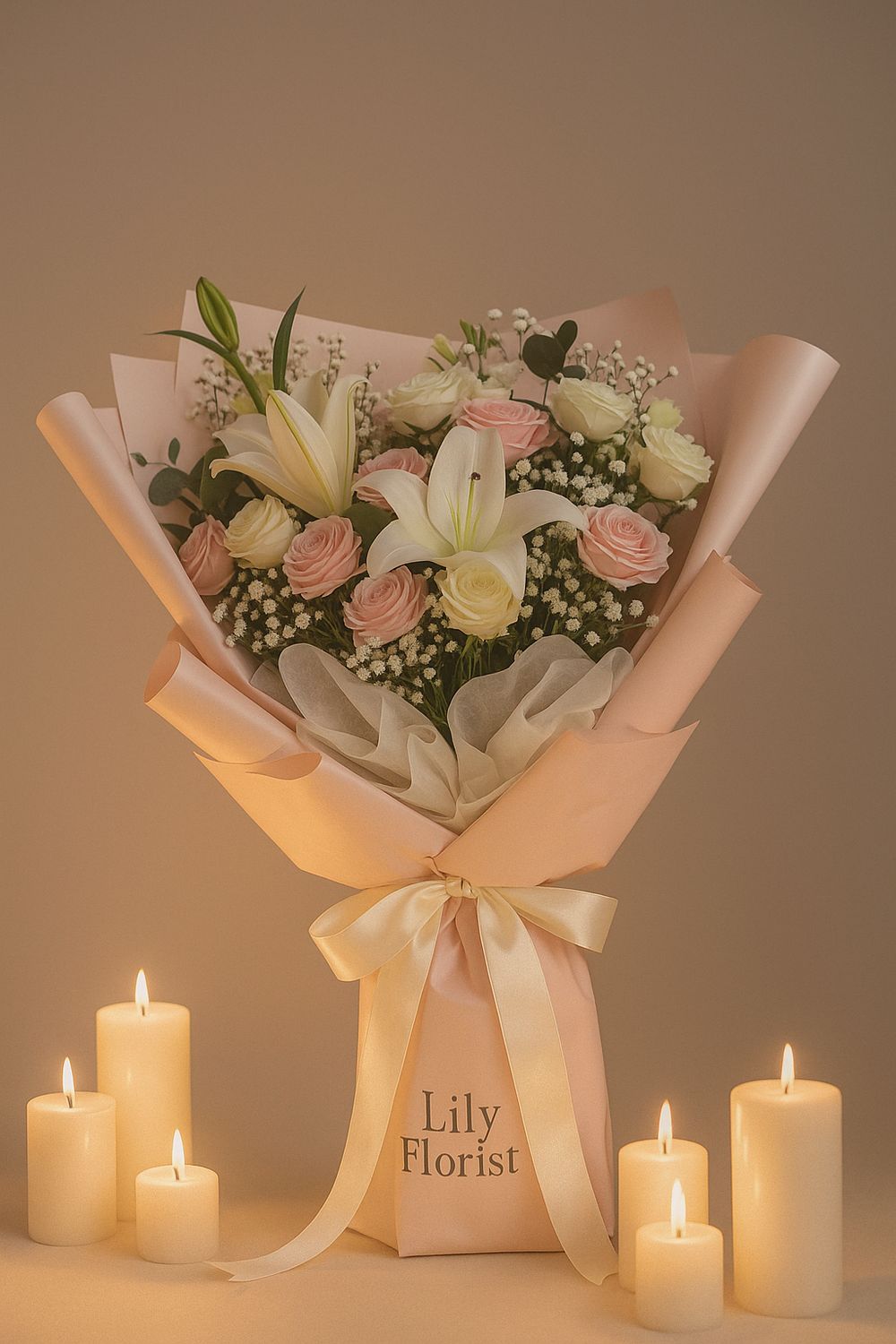 Blush Serenity – Elegant Pink and White Flower Bouquet by The Lily Florist