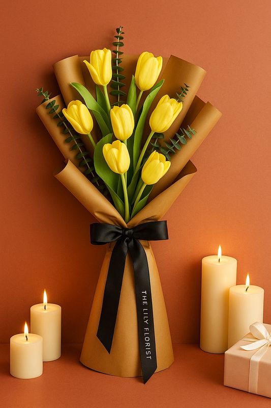 Golden Glow – Yellow Tulip Bouquet by The Lily Florist