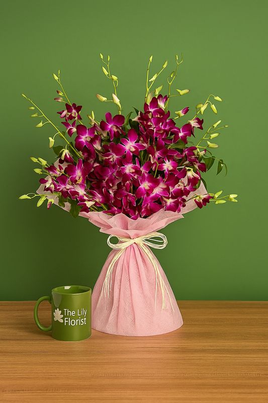 Royal Orchid Bloom – Dendrobium Bouquet by The Lily Florist