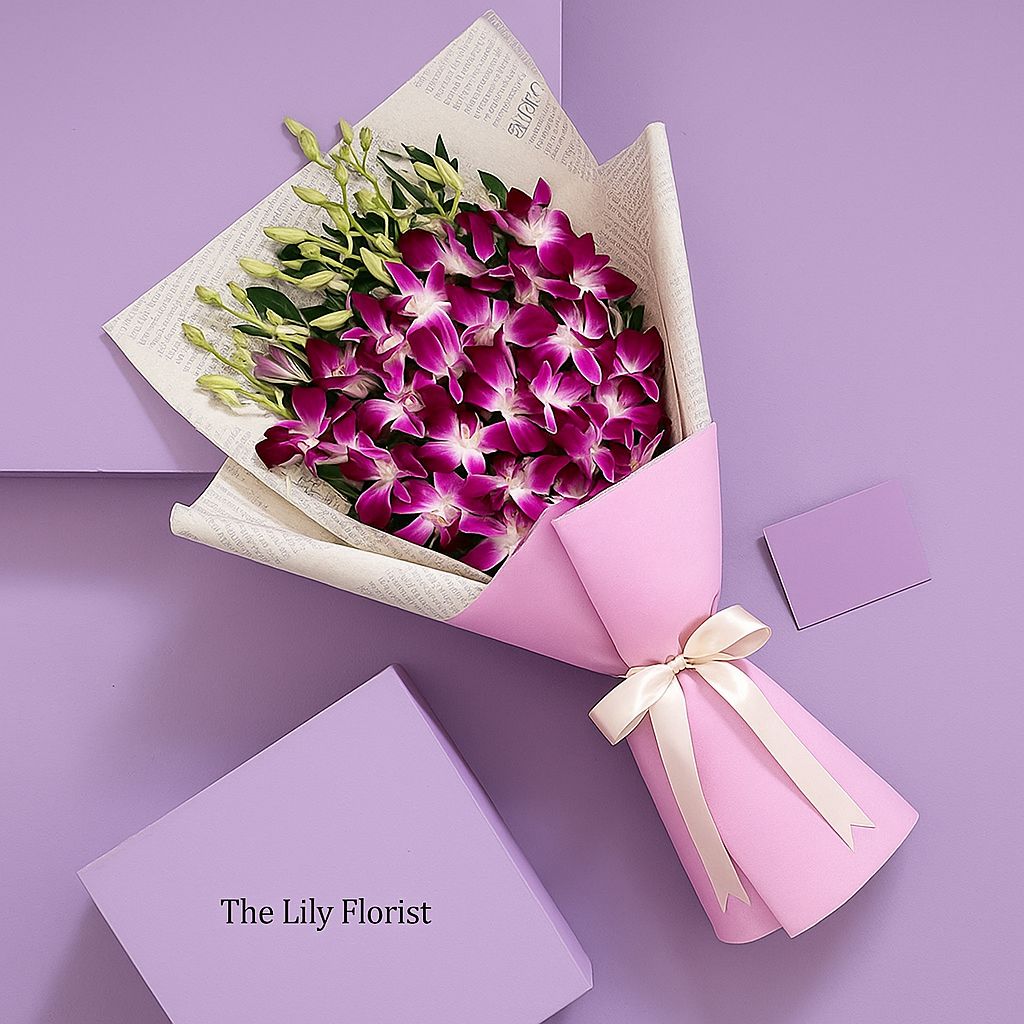 Lavender Orchid Charm – Exotic Dendrobium Bouquet by The Lily Florist