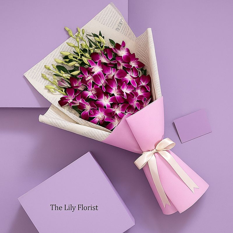 Lavender Orchid Charm – Exotic Dendrobium Bouquet by The Lily Florist