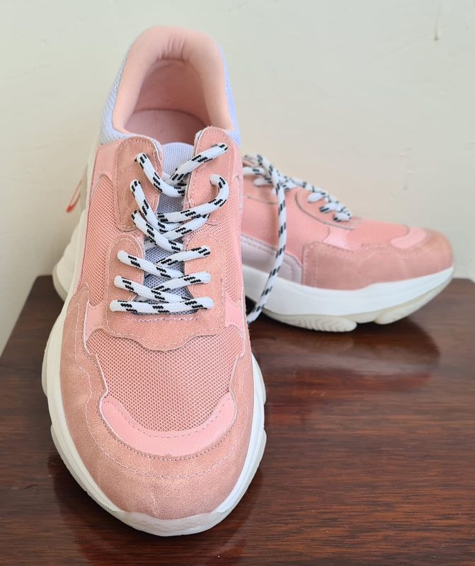 Pink chunk sole trainers