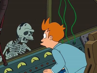 Fry's Skeleton reflection sticker