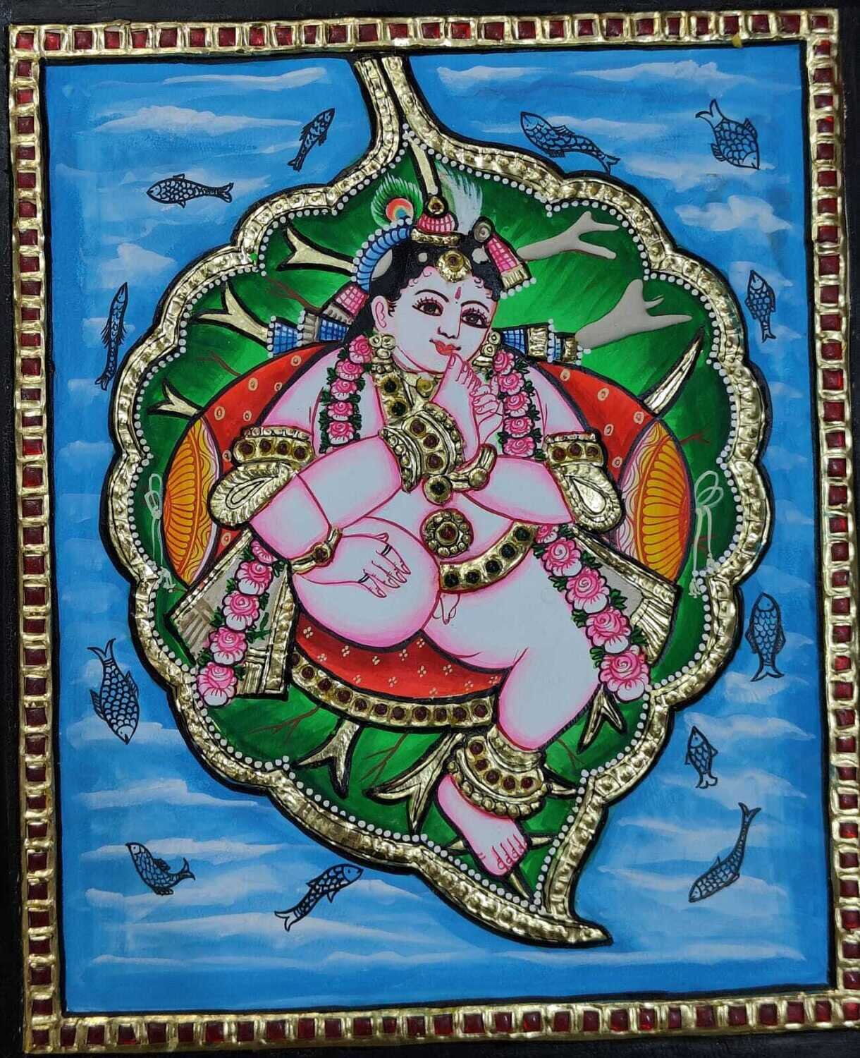 Allilai Krishna Tanjore painting