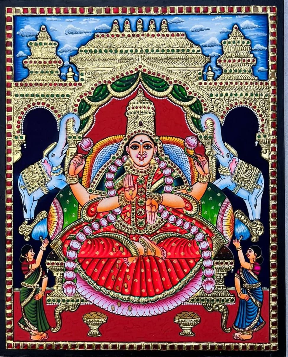 Gaja Lakshmi Tanjore painting -3