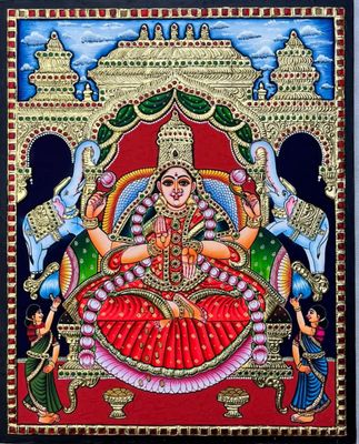 Gaja Lakshmi Tanjore painting -3
