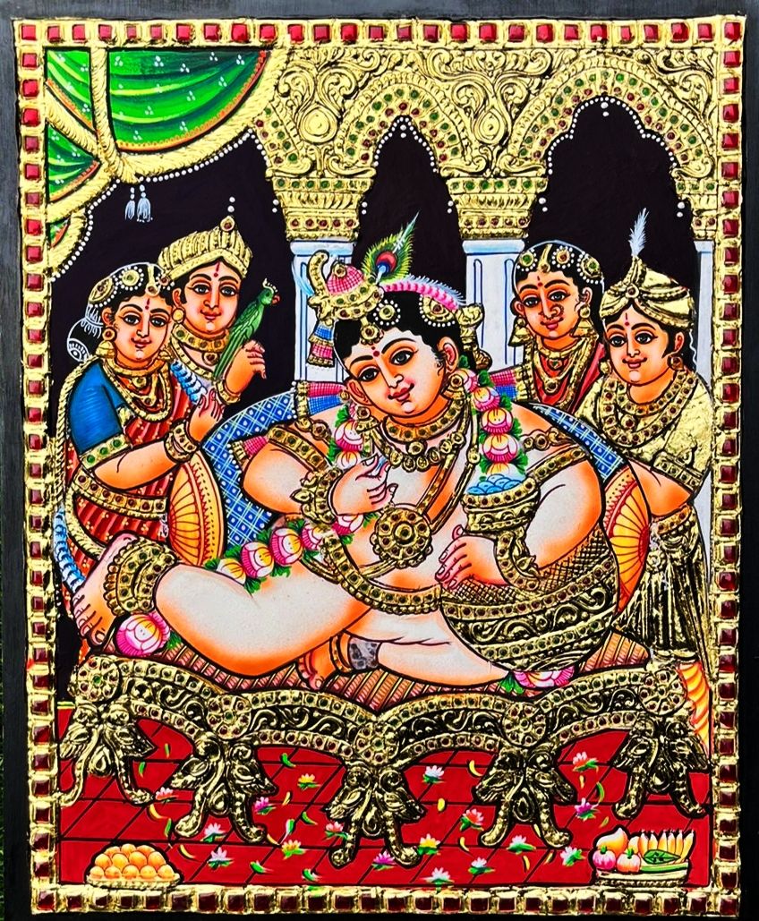 Butter Krishna Tanjore painting