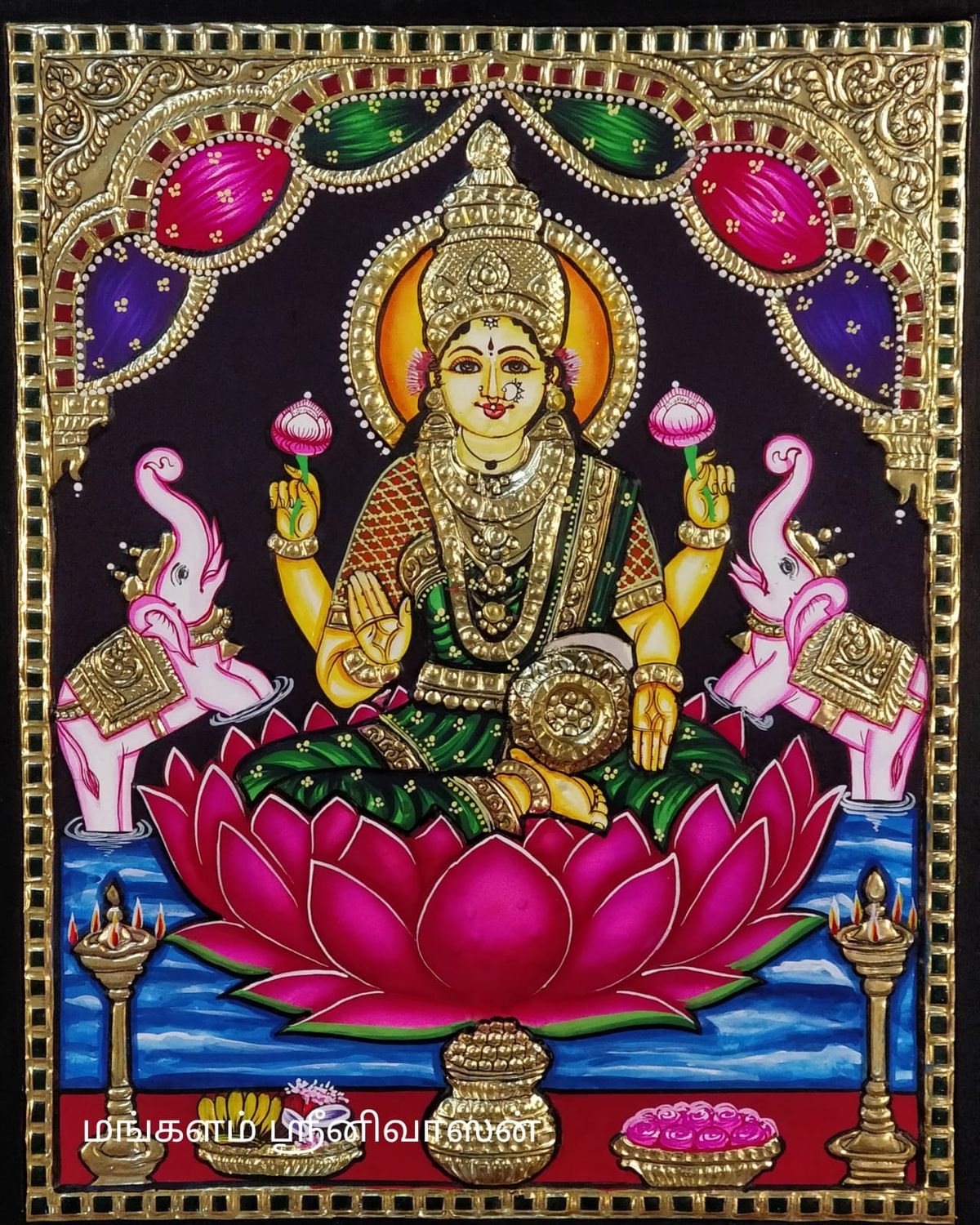 Gaja Lakshmi Tanjore painting -4
