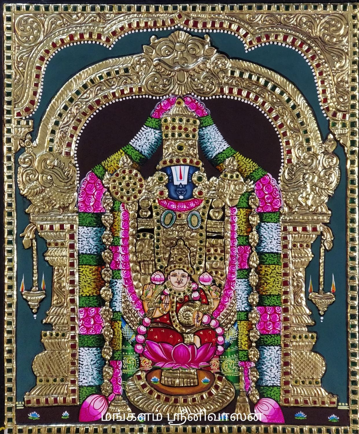 Tirupathi Perumal Lakshmi Tanjore painting