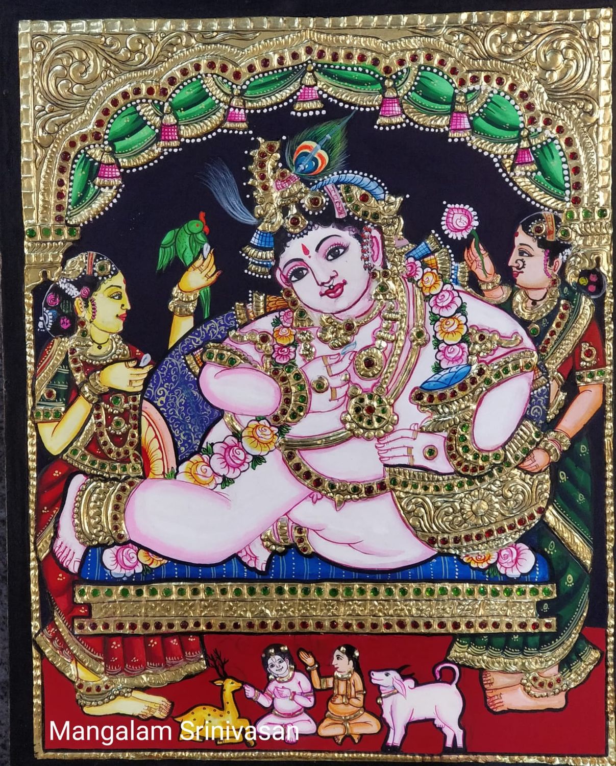 Butter Krishna Tanjore painting-1