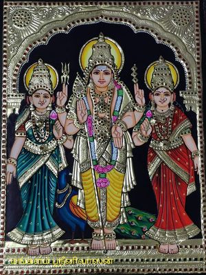 Murugar  valli devasenaTanjore painting