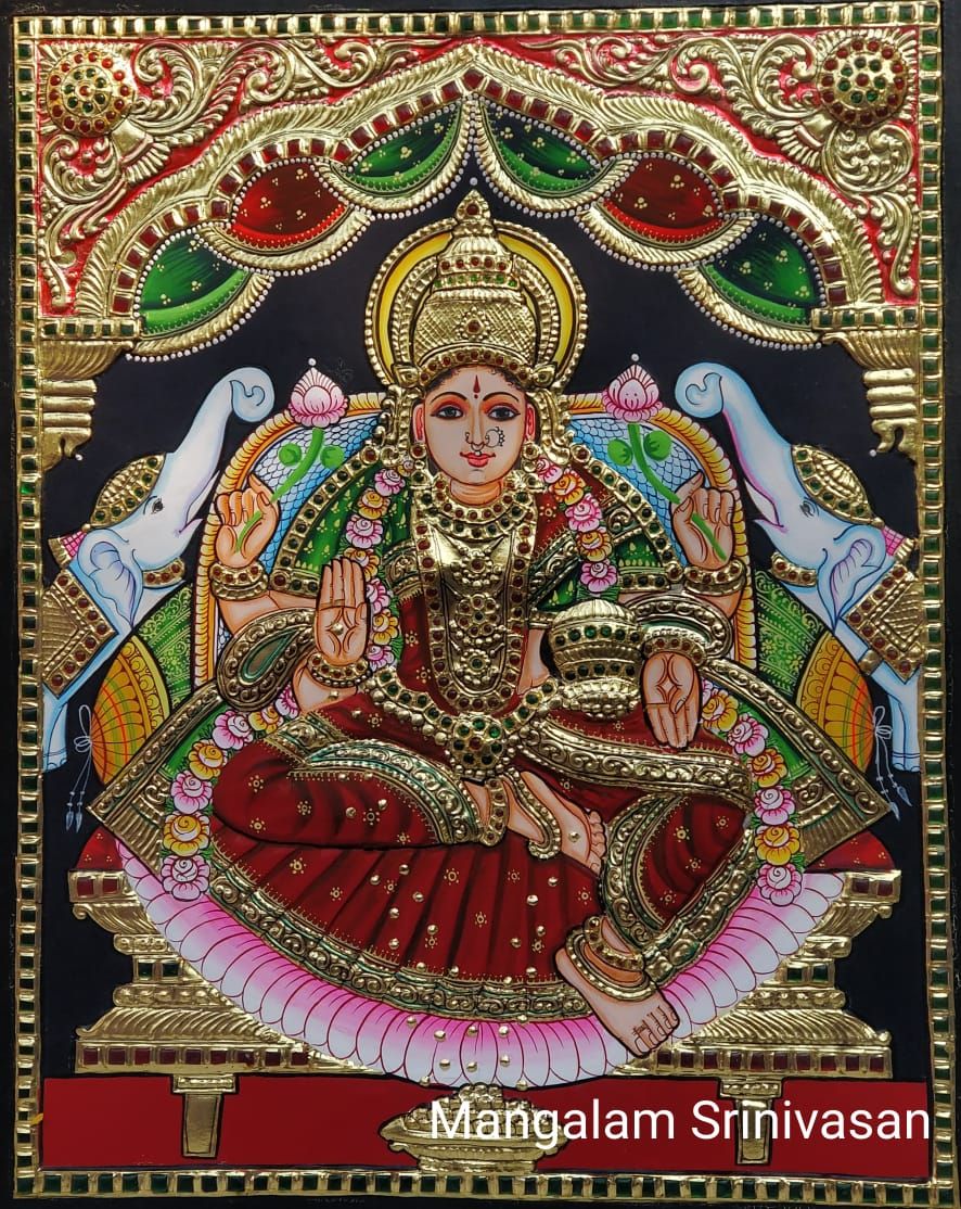 Gaja Lakshmi Tanjore painting - 7