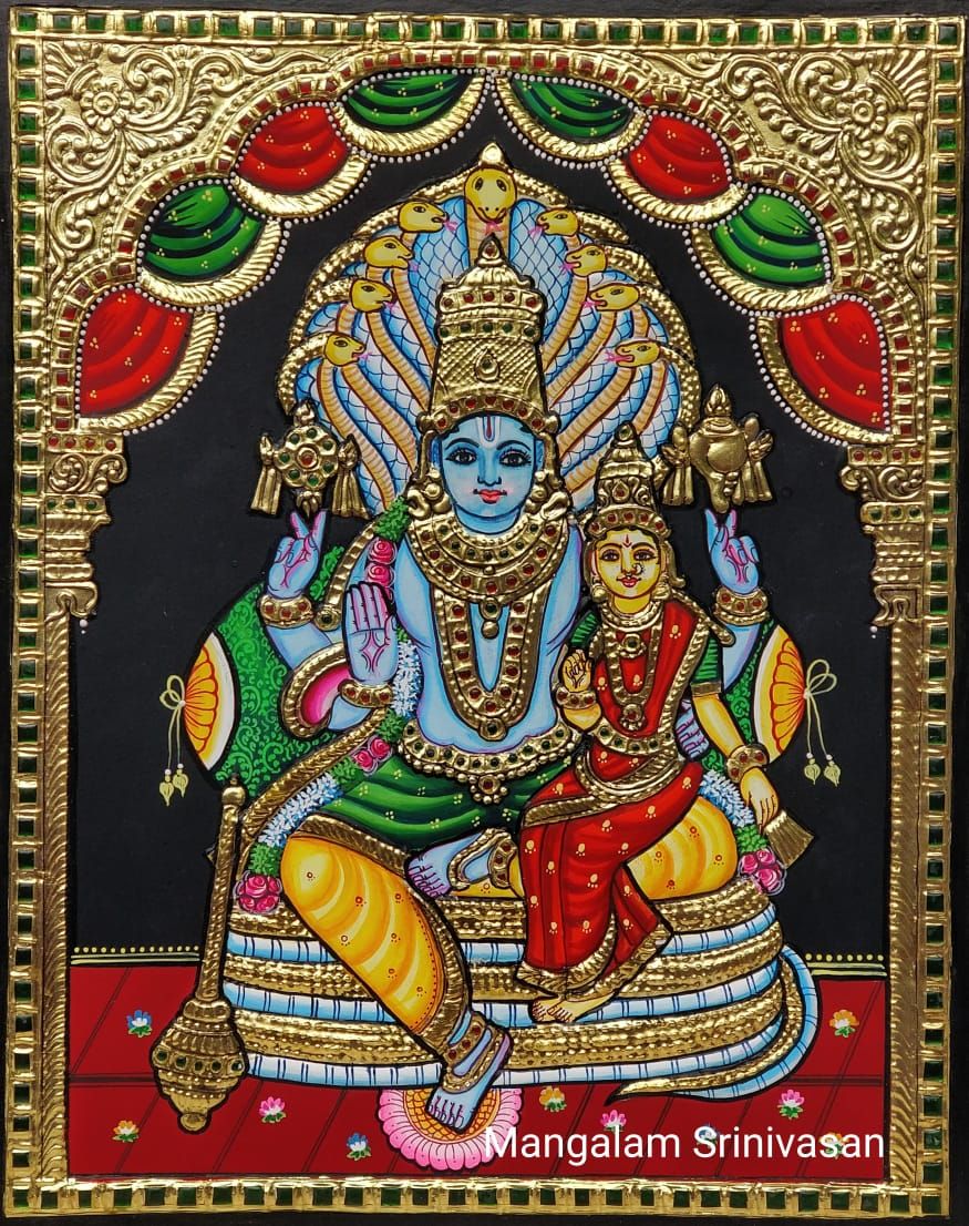 Vishnu Lakshmi Tanjore painting