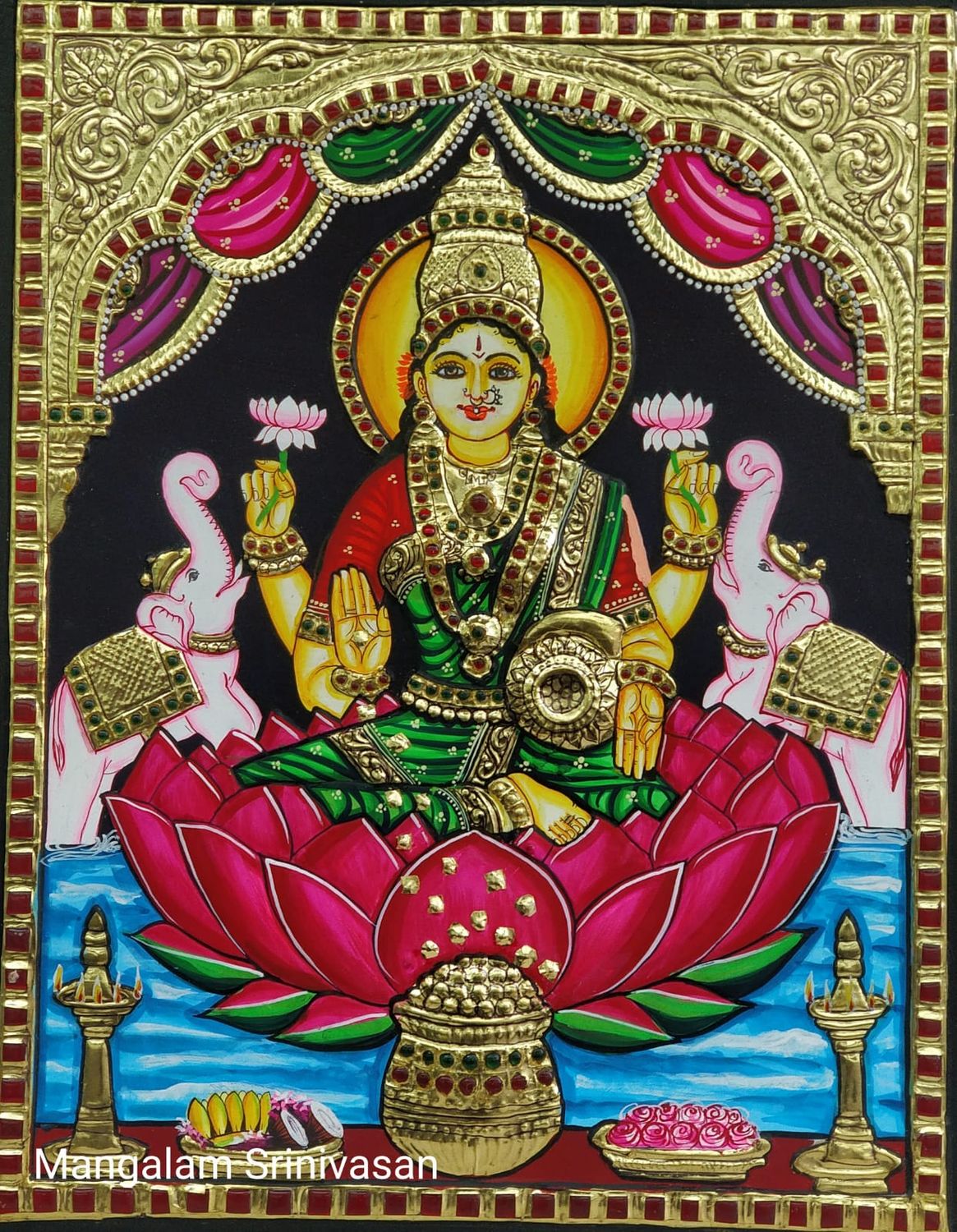 Gaja Lakshmi Tanjore painting - 8