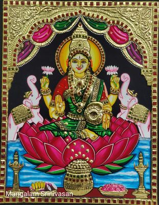 Gaja Lakshmi Tanjore painting - 8