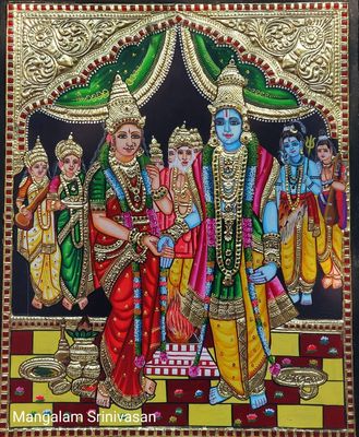 Srinivasa  Kalyanam Tanjore painting