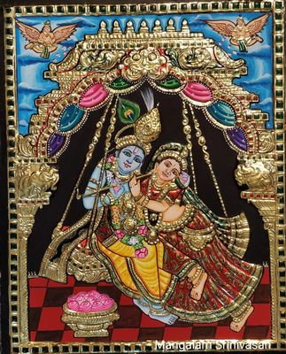 Radha Krishna Tanjore painting