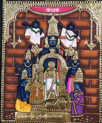Thiruvallarai Pundarikaksha Perumal Tanjore painting