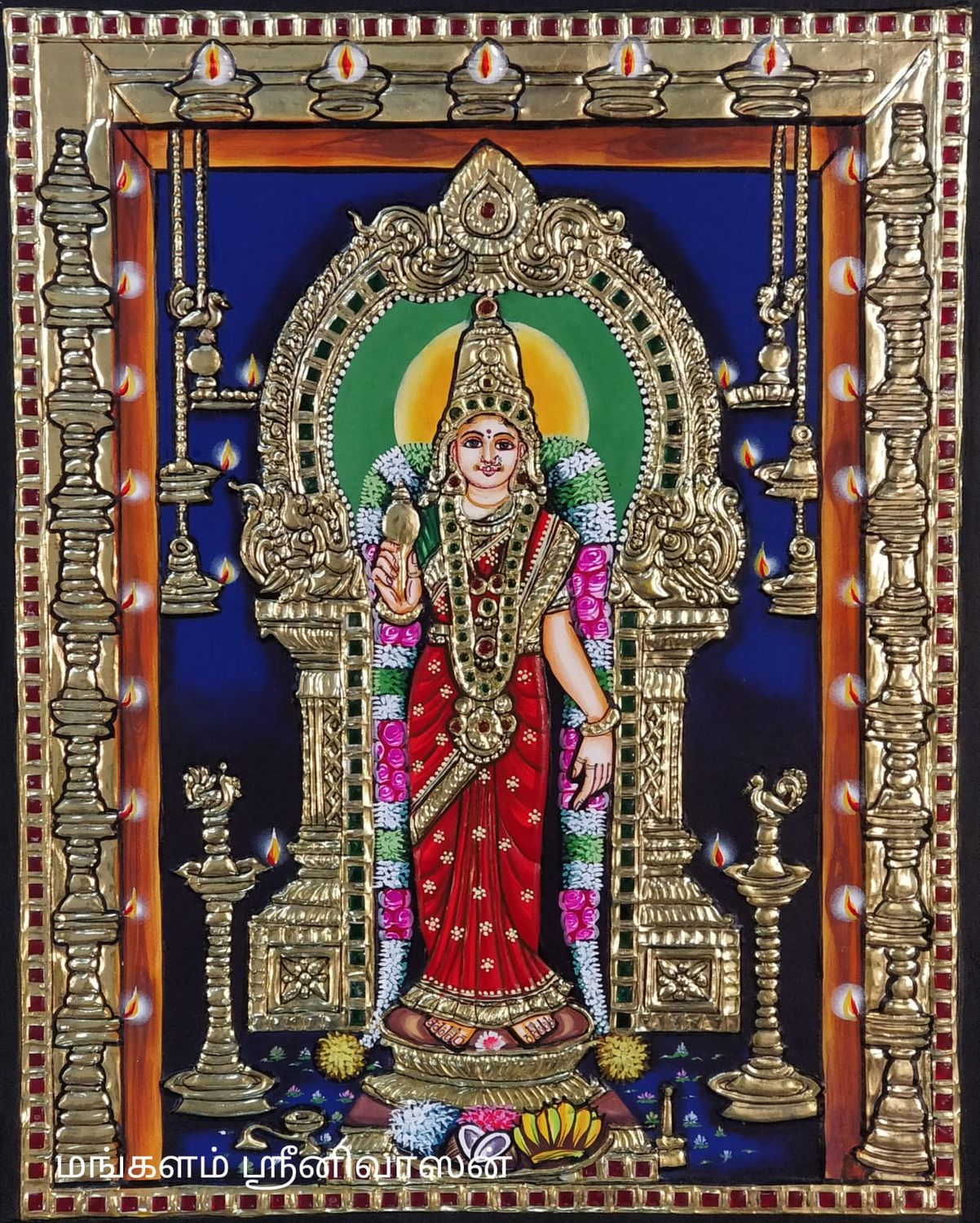 Shankaran Kovil Gomathi Amman Perumal Tanjore painting
