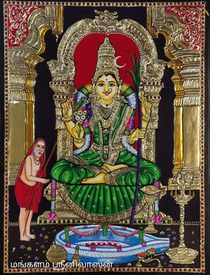 Kamakshmi Amman Mahaperiyava Tanjore painting