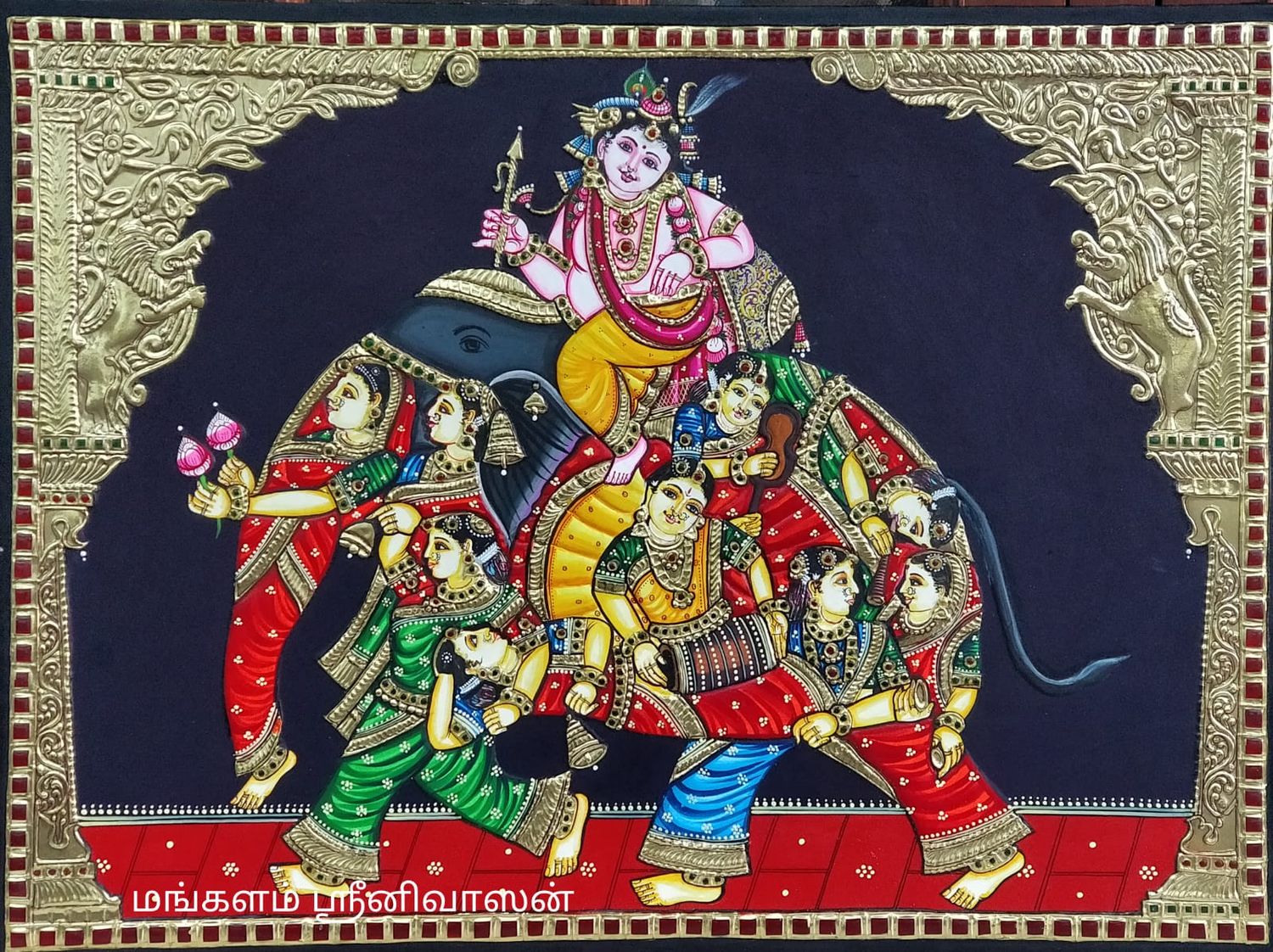 Ayravadham Rasaleela Tanjore painting