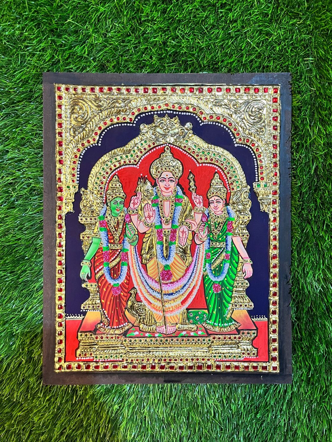 Murugan Valli Devasena Tanjore painting