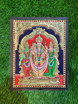 Murugan Valli Devasena Tanjore painting