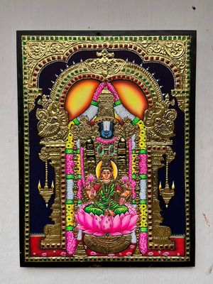 Tirupathi Perumal with Lakshmi Tanjore painting