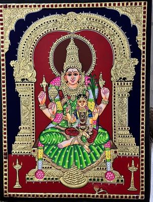 Lalitha devi with balatiripurasundari Tanjore painting