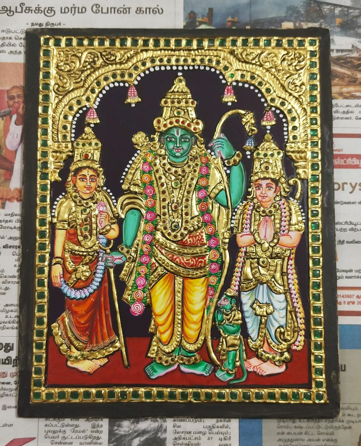 Kothanda Ramar Tanjore Painting 10 inches by 8 inches – frame size extra