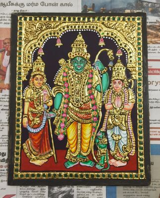 Kothanda Ramar Tanjore Painting 10 inches by 8 inches – frame size extra