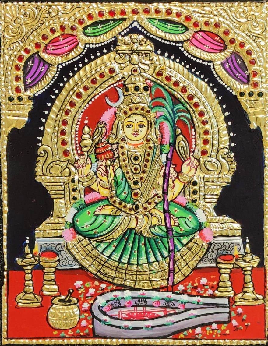 Kamakshi Tanjore Painting 10 inches by 8 inches – frame size extra