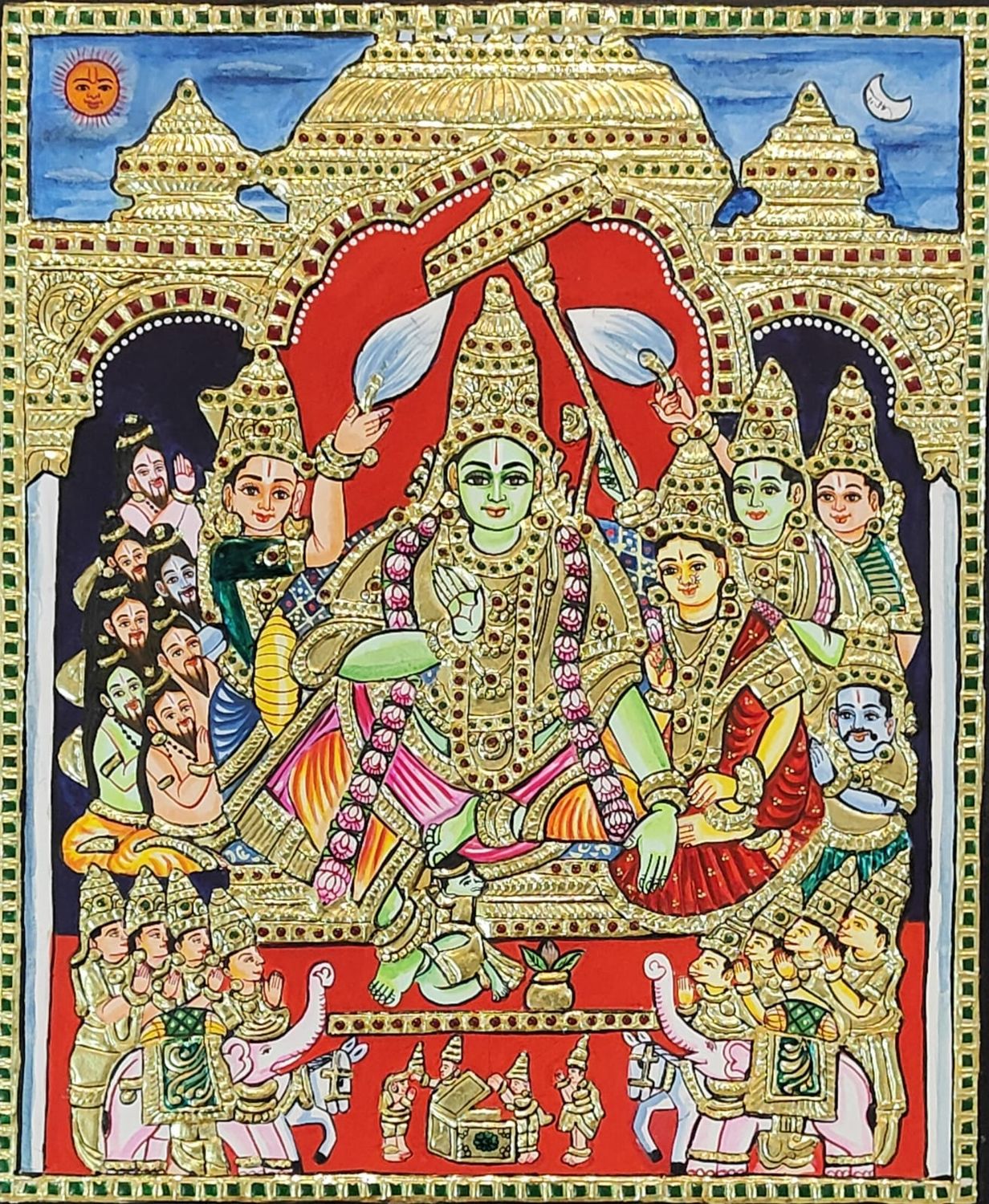 Ramar Pattabishegam  Tanjore Painting 15 inches by 18 inches – frame size extra