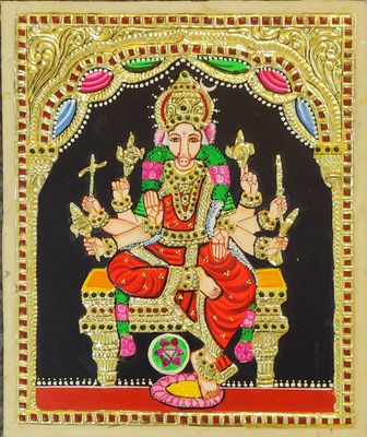 Varahi Amman  Tanjore Painting 12 inches by 10 inches - Frame size extra