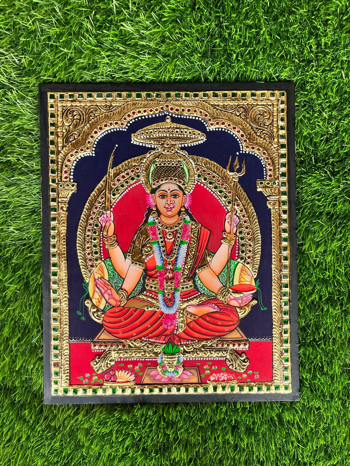 Santhoshi Matha Tanjore Painting 12 inches by 15 inches - frame size extra