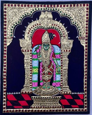 Meenakshi Amman Tanjore Painting 12 inches by 15 inches - frame size extra