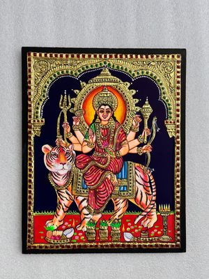Durgai Amman Tanjore Painting 12 inches by 15 inches - frame size extra