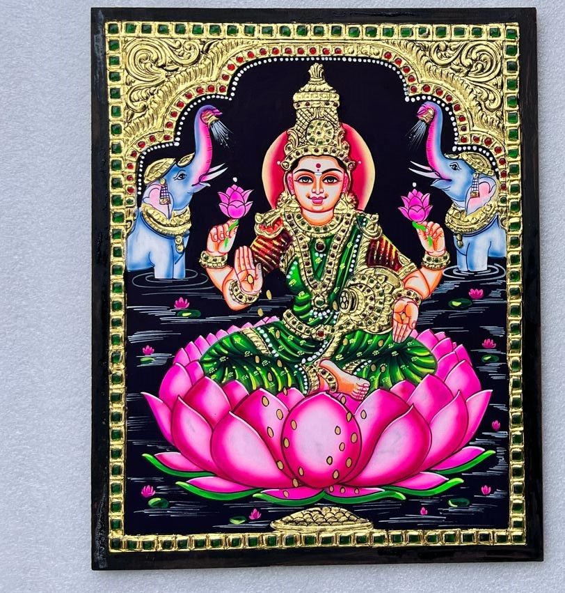 Lakhsmi Tanjore Painting 12 inches by 15 inches - frame size extra