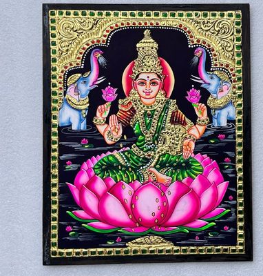 Lakhsmi Tanjore Painting 12 inches by 15 inches - frame size extra