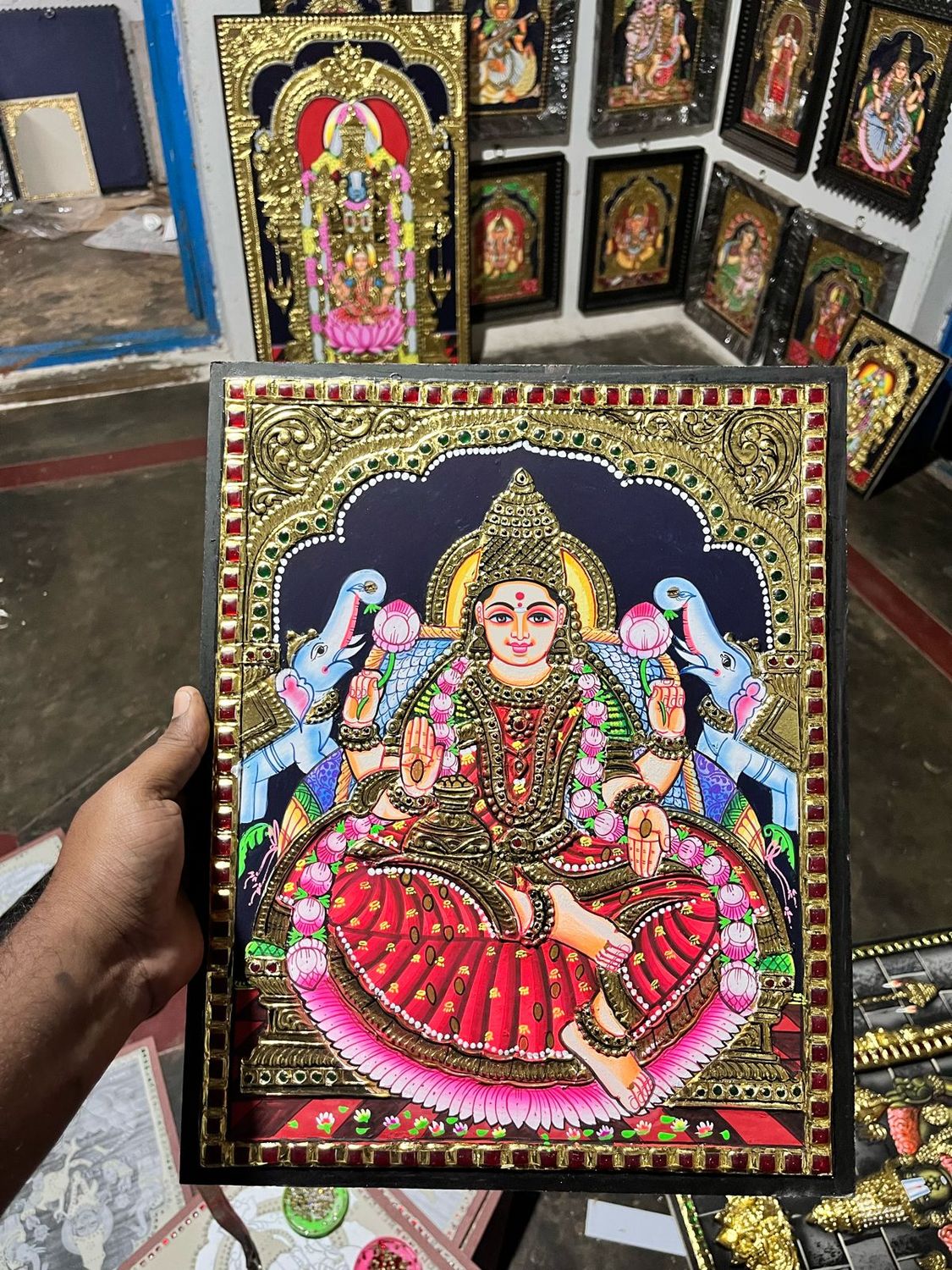 Lakhsmi Tanjore Painting 12 inches by 15 inches - frame size extra