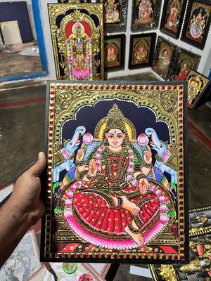 Lakhsmi Tanjore Painting 12 inches by 15 inches - frame size extra