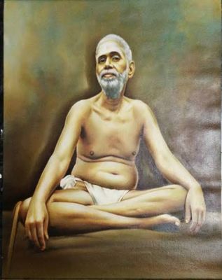 Ramana Maharishi Oil Painting- 18 inches by 24 inches frame size extra