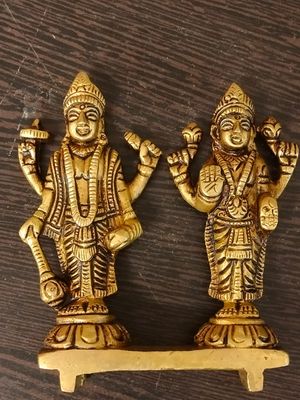 Brass vishnu lakshmi idol