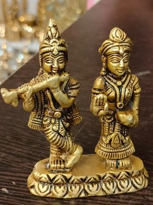 Brass small radha krishna idol