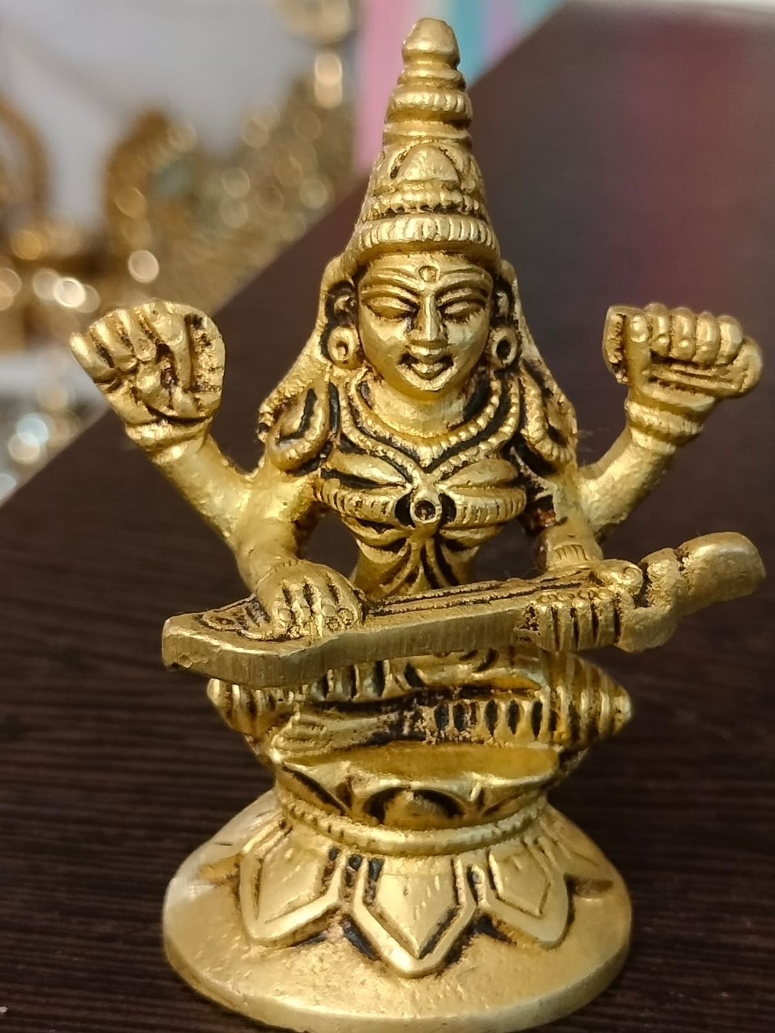 Brass saraswati idol