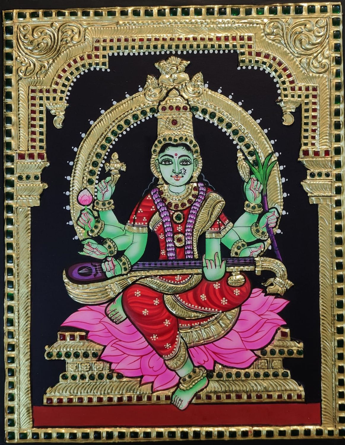 Shyamala devi Tanjore painting 12 inches by 15 inches - frame size extra