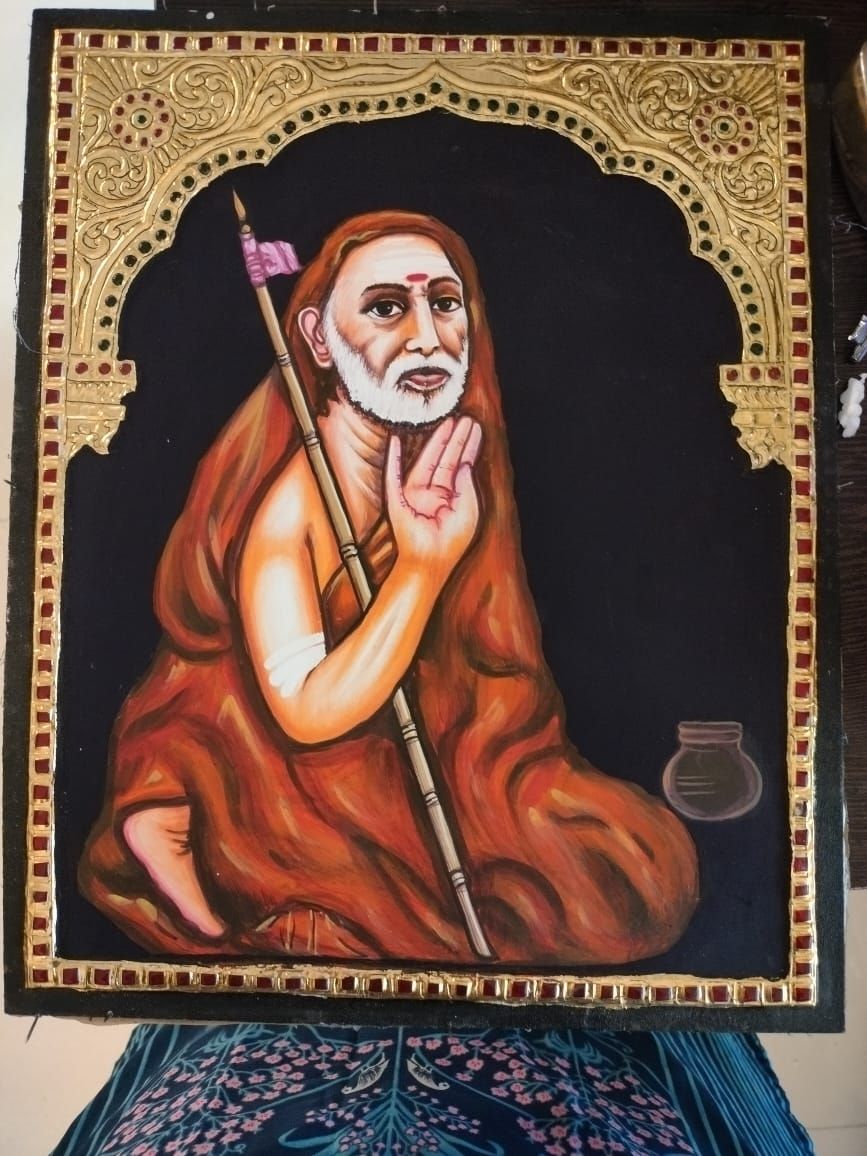 Maha pariyava  Tanjore painting 12 inches by 15 inches - frame size extra